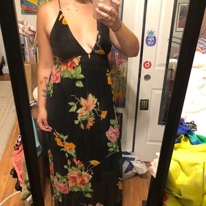 Black flowered maxi dress